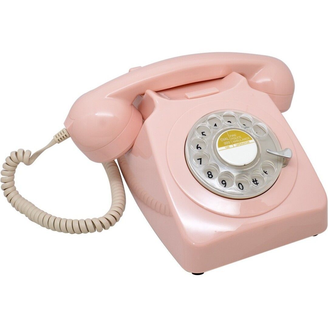 TELEFONO VINTAGE 70s GIRATORIO ROSA