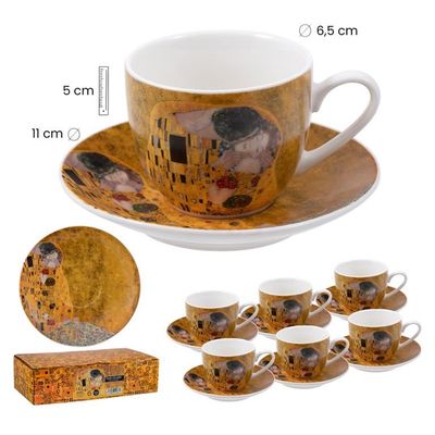 SET 6 TAZAS CON PLATO  KLIMT
