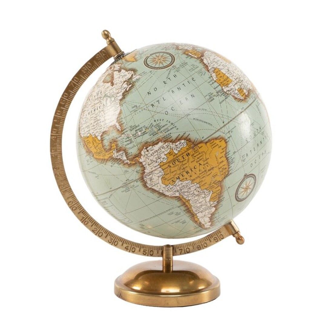 BOLA DEL MUNDO PIE METAL VINTAGE
