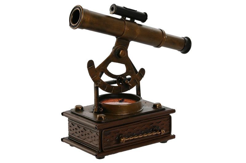FIGURA METAL TELESCOPIO BRONCE