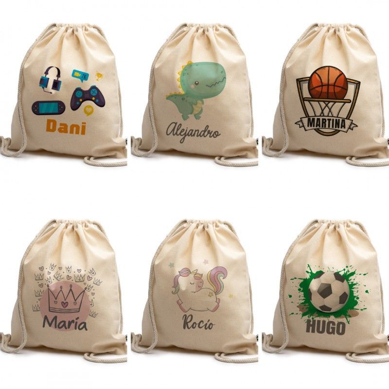 MOCHILA DIBUJO Y NOMBRE PERSONALIZADA