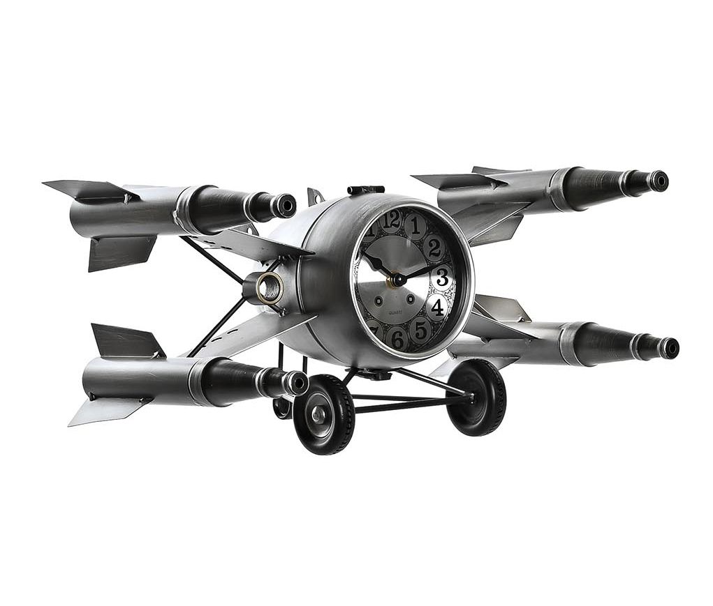 RELOJ SOBREMESA HIERRO NAVE, Color: Plateado