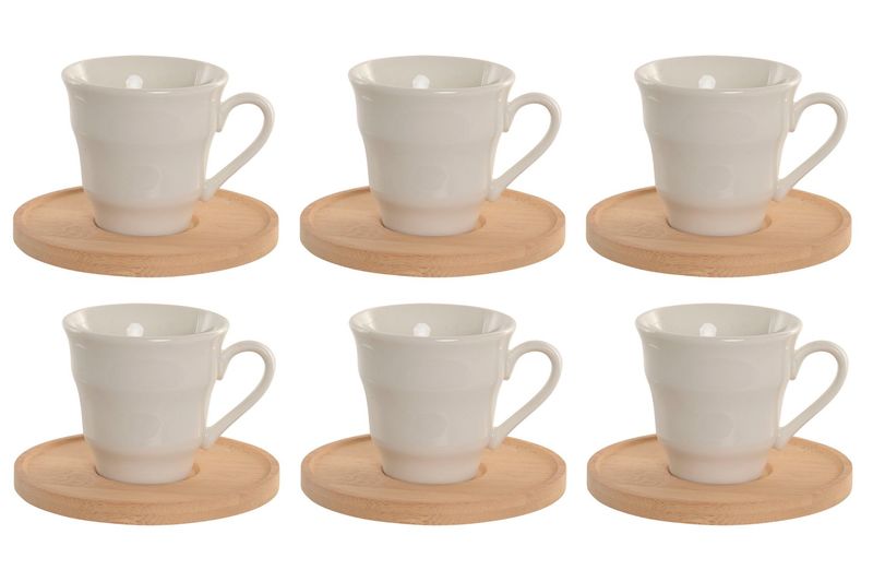 CAFE SET 6 PORCELANA BAMBU BLANCO