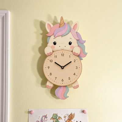 RELOJ DE PARED INFANTIL UNICORNIO PERSONALIZABLE