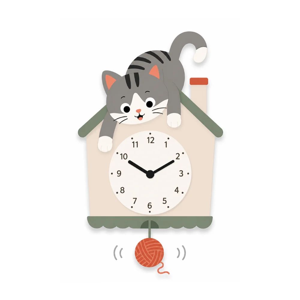 RELOJ DE PARED INFANTIL GATO PERSONALIZABLE