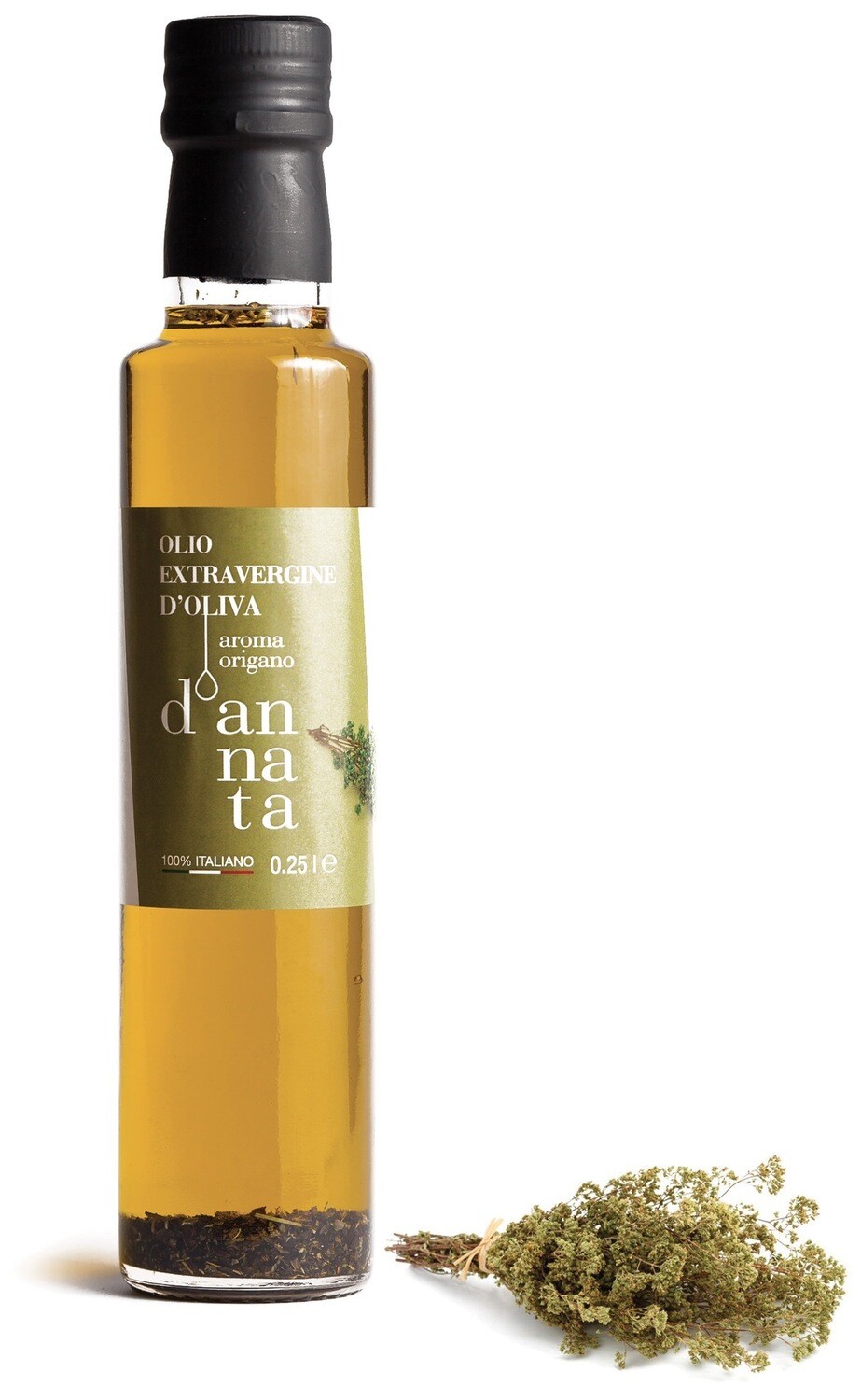 Olio extravergine di oliva aromatizzato all’origano cl 25. 100% Italiano  