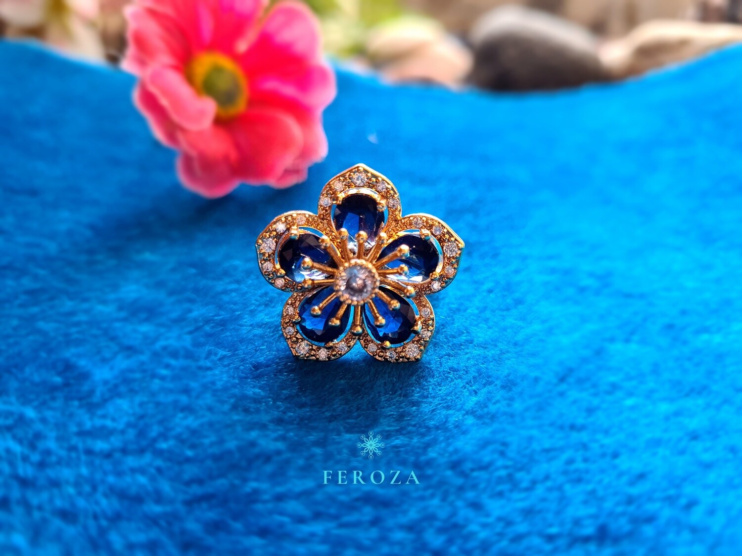 Blue Affair Flower Ring