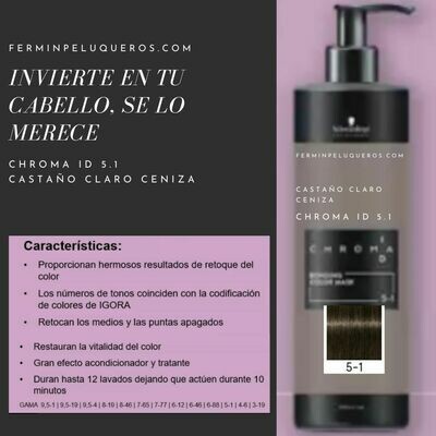 Schwarzkopf Chroma ID Mascarilla Bonding de color Castaño Claro Ceniza 5-1 500ml Schwarzkopf Chroma ID Mascarilla Bonding de color Castaño Claro Ceniza 5-1 500ml