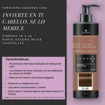 Schwarzkopf Chroma ID Mascarilla Bonding de color Rubio Oscuro Beige Chocolate 6-46 500ml Schwarzkopf Chroma ID Mascarilla Bonding de color Rubio Oscuro Beige Chocolate 6-46 500ml