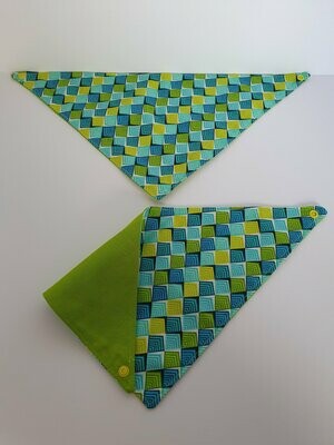 Green & Blue Square Print - Cotton - 17