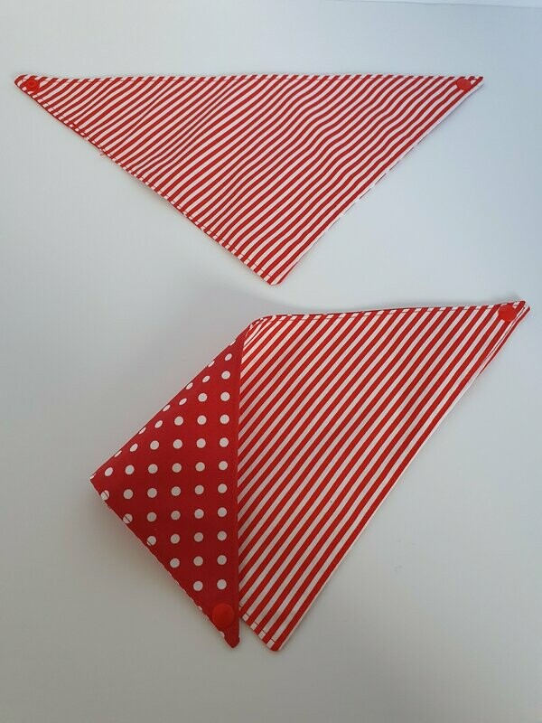 Red - Dots & Strips - Cotton - Various sizes, 14" and 20" Neck 