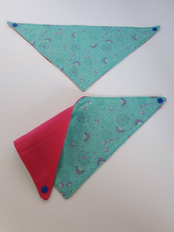 Turquoise & Pink Print - Cotton - 10", 18" & 20" Neck 