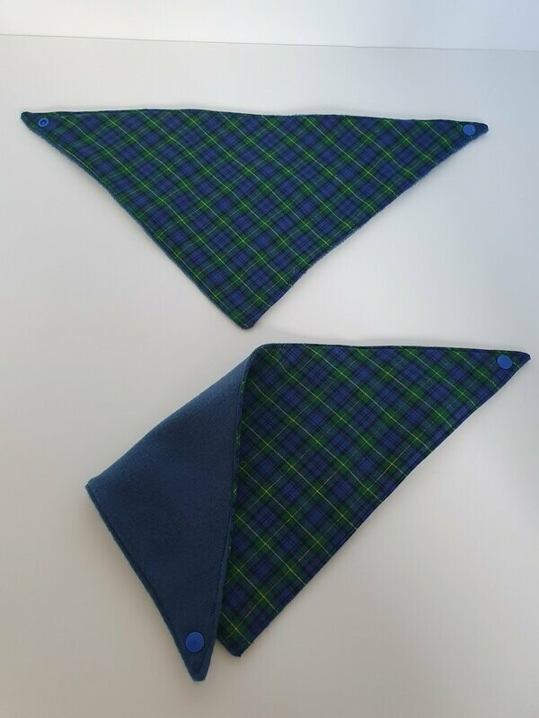 Blue Cotton Tartan Print - Fleece Lined - 16" and 17" Neck