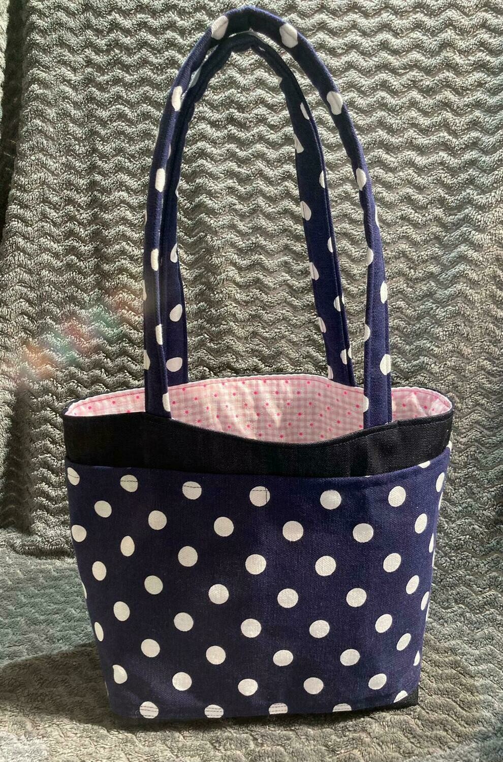 Navy Polka Dot Tote Bag