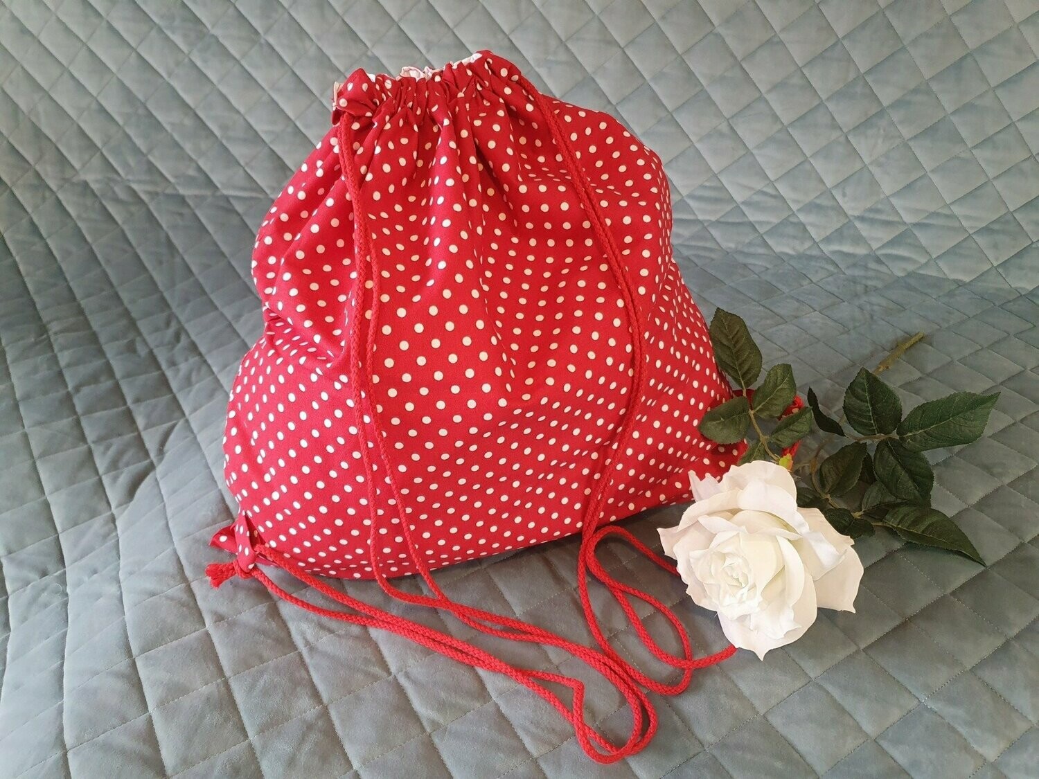 Red Drawstring Shoulder Bag