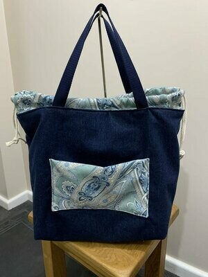Navy Paisley Project Bag