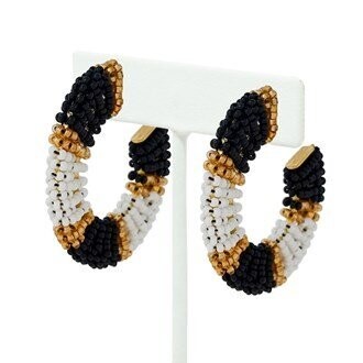 GLD, BLK,WHITE, SEED BEAD HOOPS