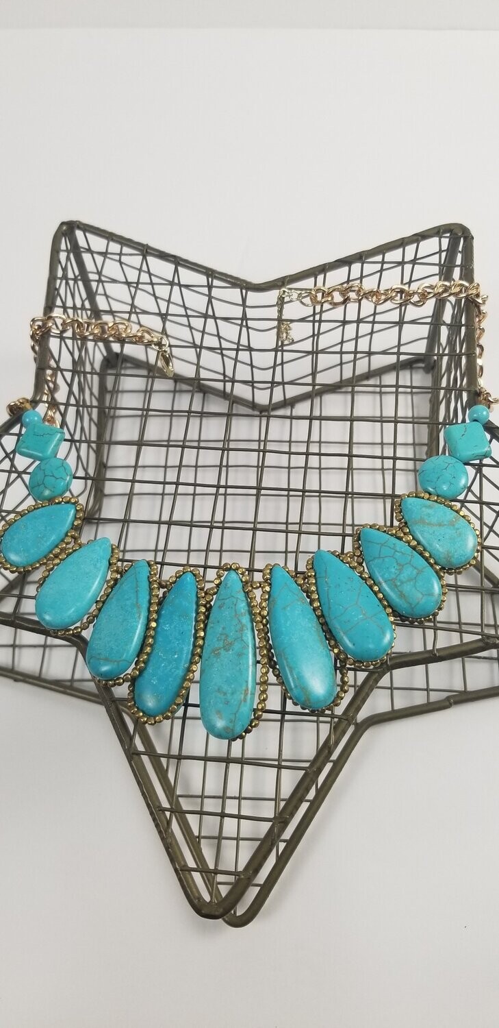 TURQUOISE/GOLD NECKLACE