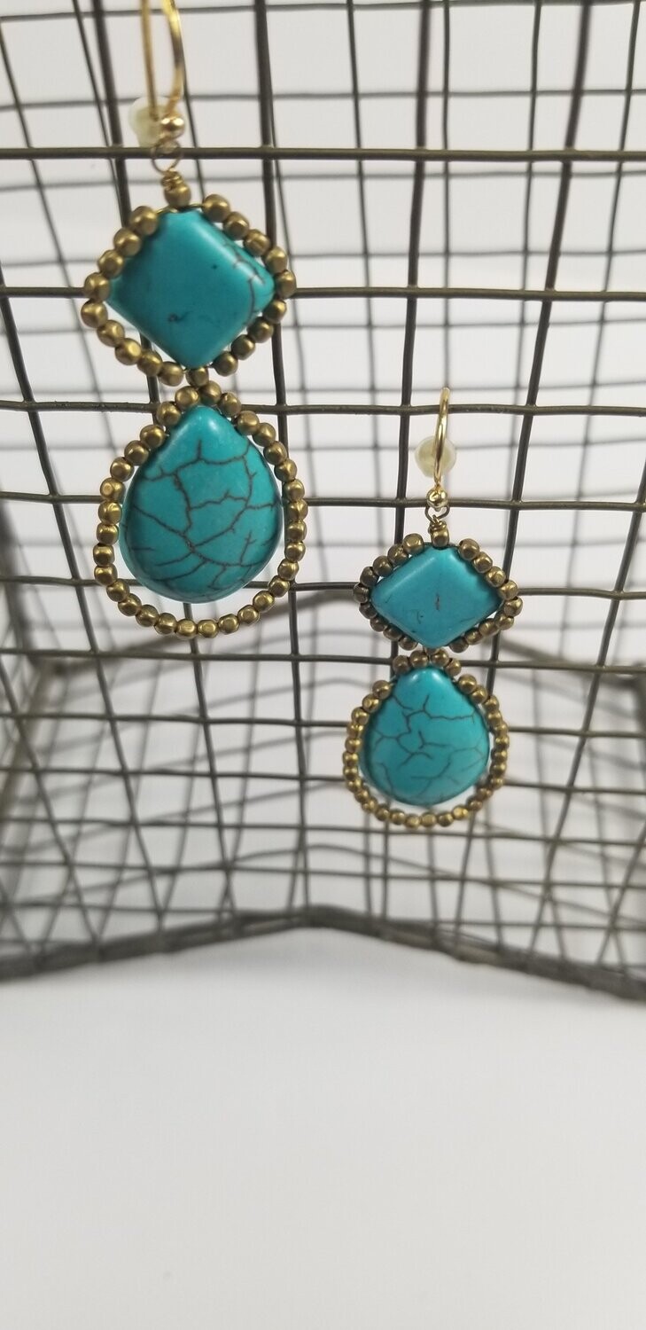 TURQUOISE/GOLD EARRINGS