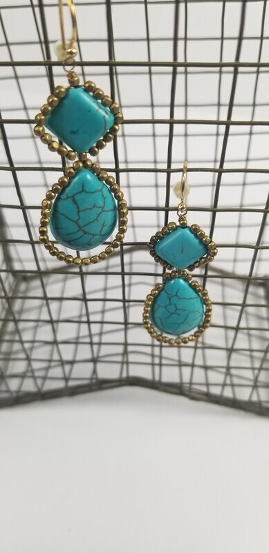 TURQUOISE/GOLD EARRINGS
