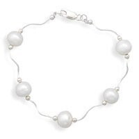 Wave Design Bracelet Cultured Freshwater Pearls