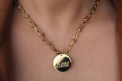 Designer Inspired Link Chain Monogram Necklace
