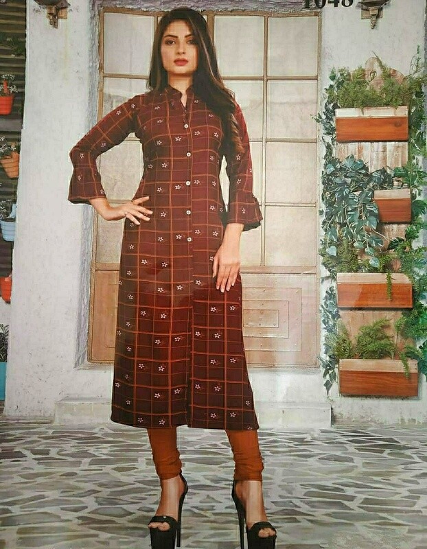 Meroon colour printed kurti