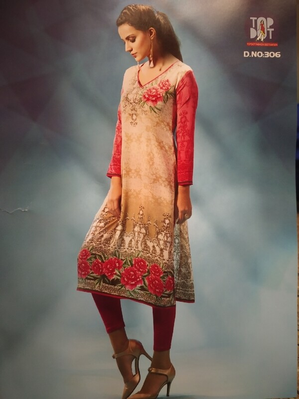 French crape printed silk kurti