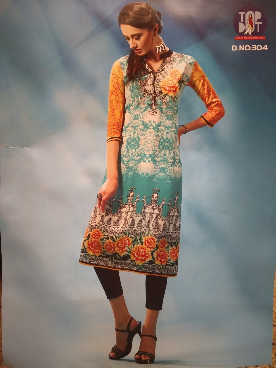 French crape printed silk kurti
