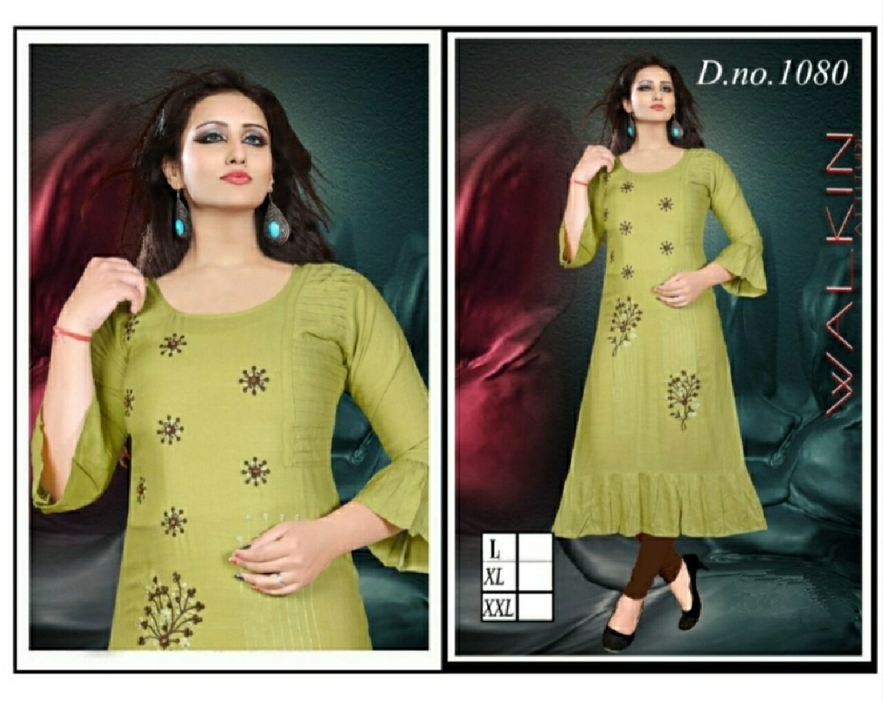 Cotton Kurti with Embroidery work and Bell sleeves
