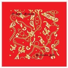 Scarf "Baroque" gold and red 90x90