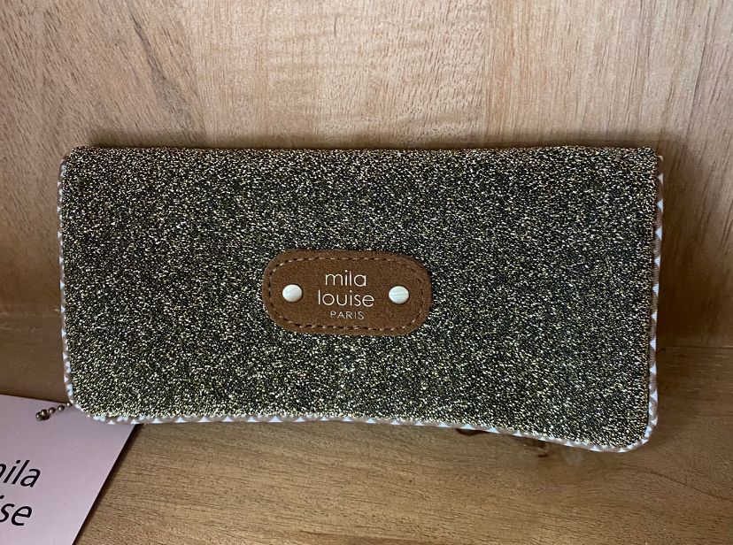 Pochette de transport pour bijoux pailleté ocre MILA LOUISE