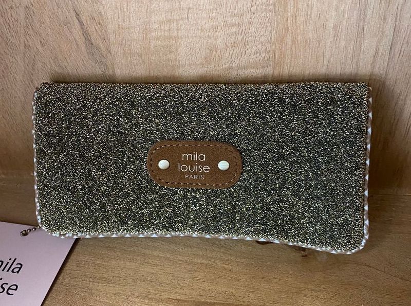Pochette de transport pour bijoux pailleté ocre MILA LOUISE