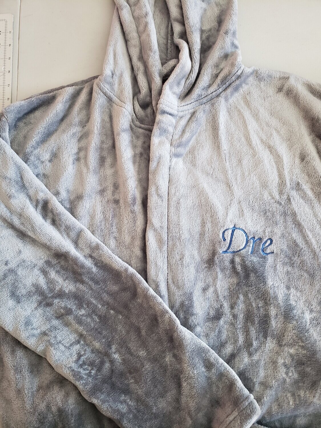 Personalized Luxury Plush Hooded Robe, Color: Gray