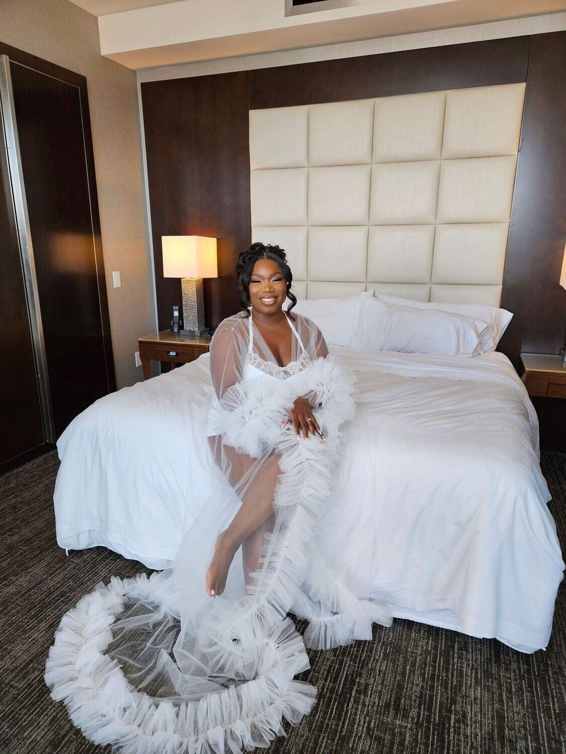 Exquisite Bridal Tulle Robe| White