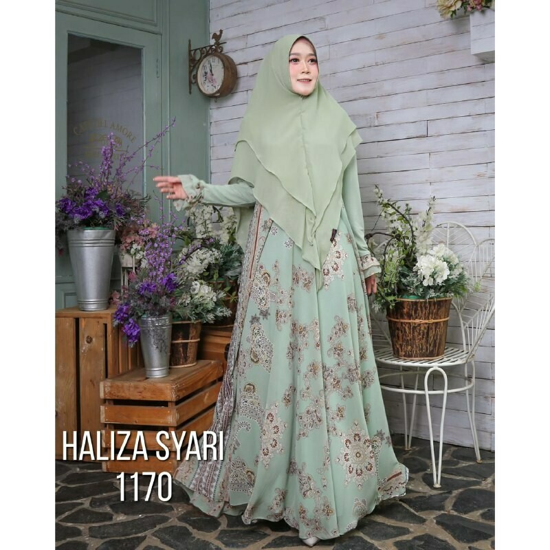 Gamis 1170 Hijau Batik by Haliza Syari - Free Niqob