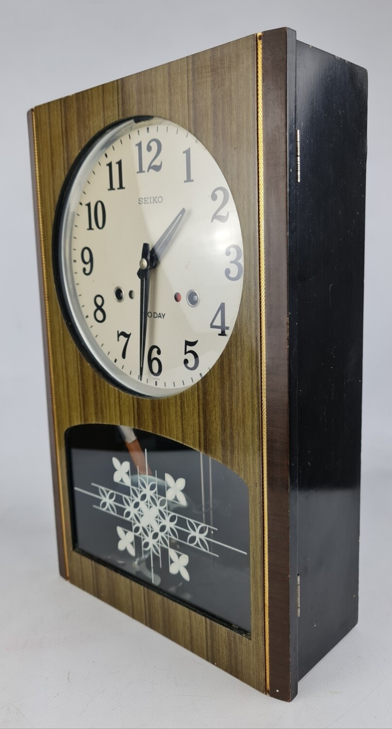 Reloj de pared japonés Seiko 30 DAY vintage con péndulo y carga manual