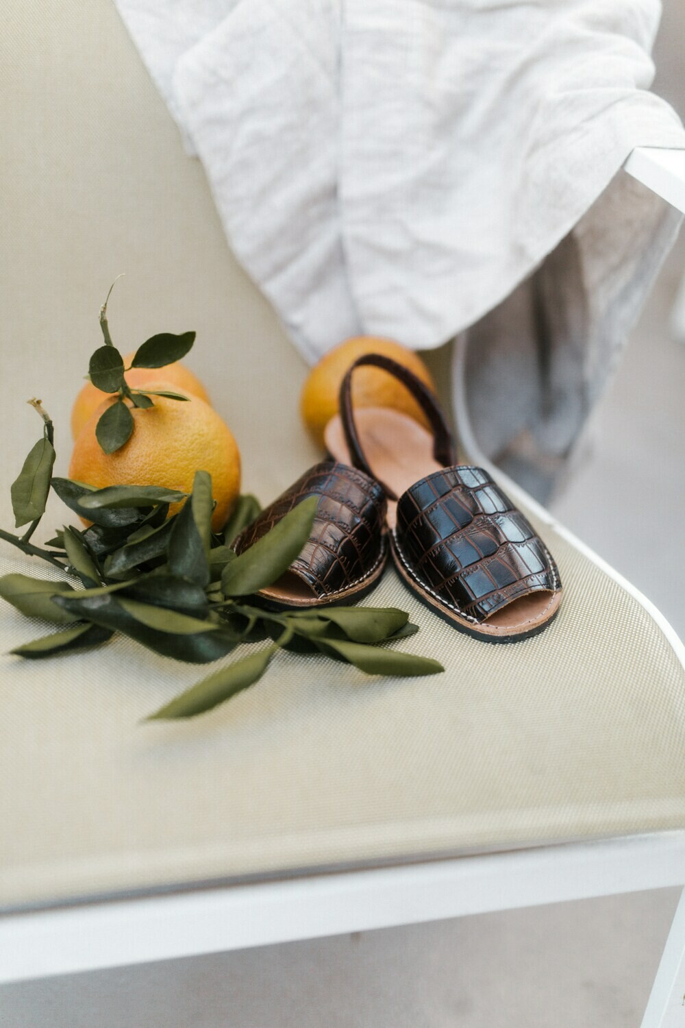 Pecan Croco Leather Sandals