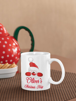 Personalised Christmas Coffee Mug 'Hiding Santa'
