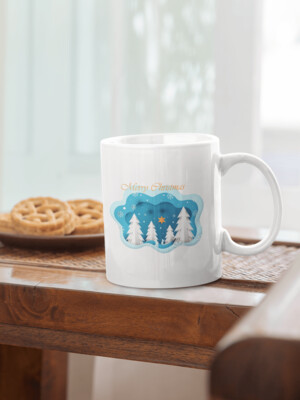 Personalised Christmas Coffee Mug 'Blue Paradise'