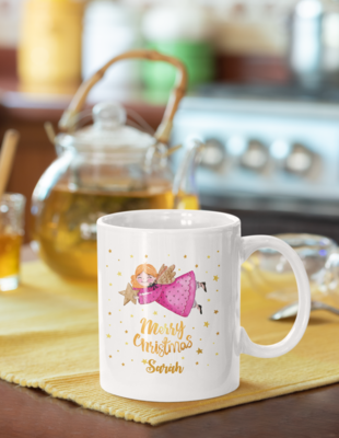 Personalised Christmas Coffee Mug 'Little Fairy'