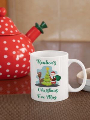 Personalised Christmas Coffee Mug 'Santa and Reindeer'