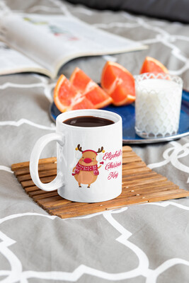 Personalised Christmas Coffee Mug 'Cute Reindeer'