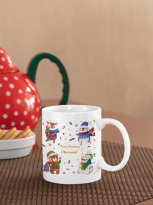 Personalised Christmas Coffee Mug 'Cute Animals'
