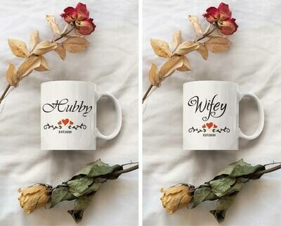 Set of 2 Wifey and Hubby Coffee Mugs