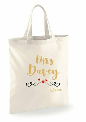 Personalised Mrs 100% cotton Tote Bag