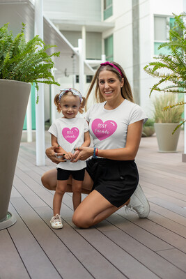 BEST FRIENDS Matching Mummy and Daughter Tops in White and Pink