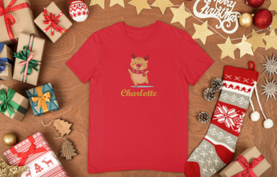Personalised Christmas T-shirt 'Cute Reindeer'