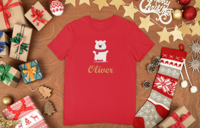 Personalised Christmas T-shirt 'Cute Polar Bear'
