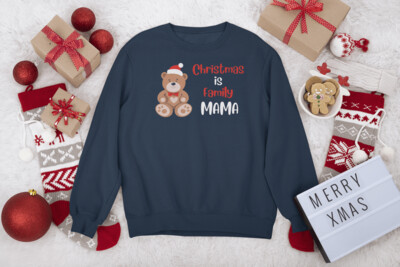 Personalised Christmas Sweatshirt 'Christmas is Family' in Navy